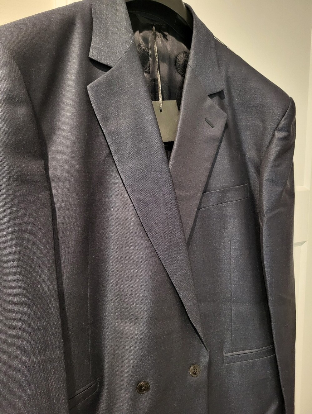 Versace Men's Dark Navy Double-Breasted Suit Jacket & Pants Set Size 58 - Picture 2 of 13